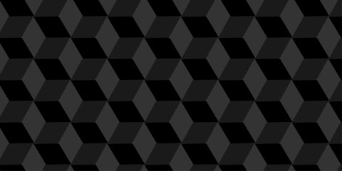 Obraz premium Abstract vector decoration black cube geometric tile and mosaic wall or grid hexagon technology wallpaper. black and gray geometric block cube structure texture background.