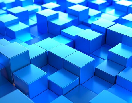 Abstract blue cube pattern