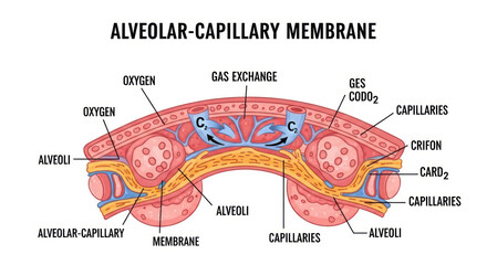 Illustration of the Alveolar-Capillary Membrane