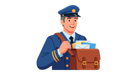 A friendly postal worker, smiling, carries a satchel full of mail, ready for delivery.