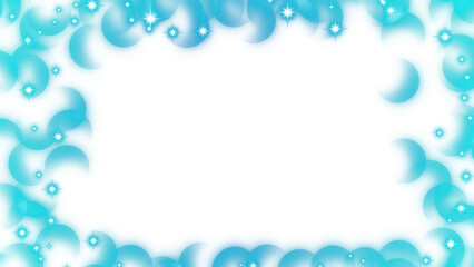 Sparkling blue fluid frame with stars on transparent background
