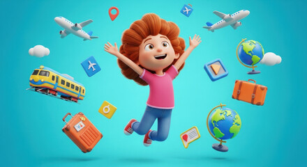 Cartoon Illustration of Travel Adventure