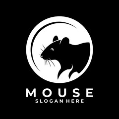 Circle with mouse head animal logo design vector template. Mouse simple logo