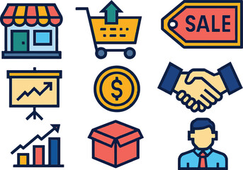 sales icon set. eps 10 illustration