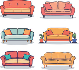 Cartoon sofa illustration material
