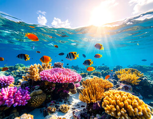 Scenic Coral Reef Landscape in Warm Tropical Waters