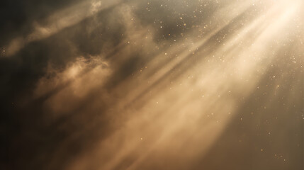 Fototapeta premium Celestial Radiance: Sunlight streams dramatically through a tempestuous sky, illuminating particles of dust and creating a heavenly atmosphere.