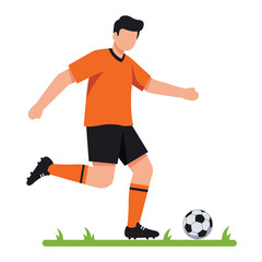 soccer player orange jersey vector design illustration