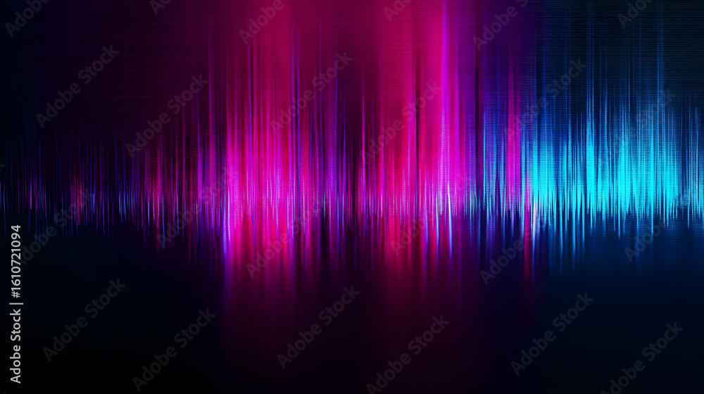 Poster vibrant sound spectrum: a stunning visualization of sound waves dances in a captivating display of n