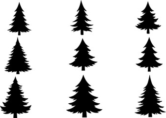 Obraz premium Silhouettes of Pine Trees vector bundle
