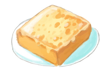 線画あり水彩風のトーストイラスト（Toast Set 1-4）