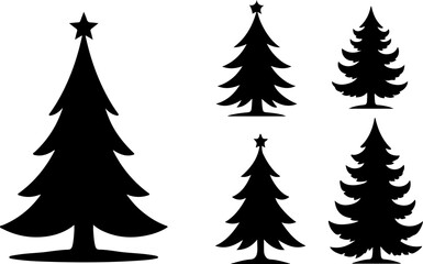 Obraz premium Silhouettes of Pine Trees vector bundle