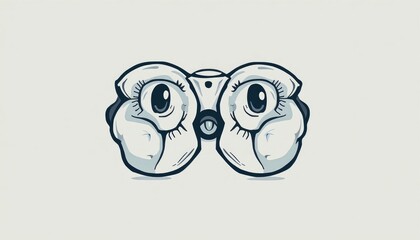 Naklejka premium Cartoon Binoculars: Whimsical Illustration of Curious Eyes, Vector Art.