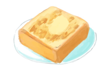線画なし水彩風のトーストイラスト（Toast Set 2-1）
