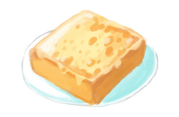 線画なし水彩風のトーストイラスト（Toast Set 2-4）