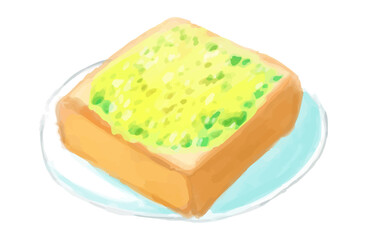 線画なし水彩風のトーストイラスト（Toast Set 2-5）