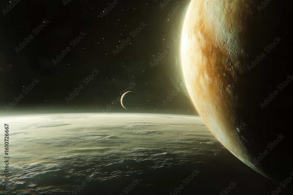 Aufkleber exploring the depths of outer space with celestial bodies and cosmic wonders, a close up view into t