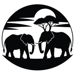 Elephant Family at Sunset © Ruhel