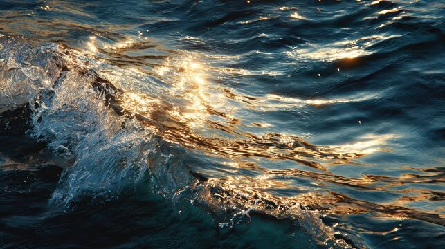 Glistening waves dance in the sunlight, reflecting nature's beauty and tranquility in a serene ocean view.