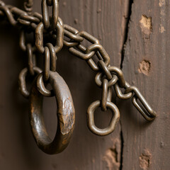 Obraz premium Old chains or shackles used for locking up prisoners or slaves between 1600 and 1800.