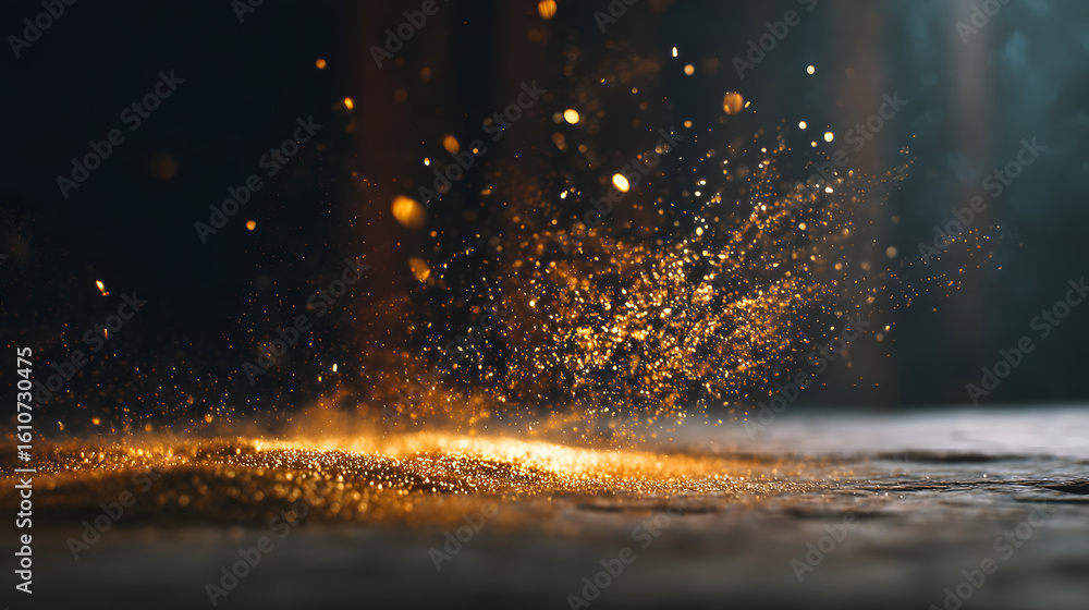 Poster sparkling dust's dance: abstract artistry captures the mesmerizing dance of glistening particles in 