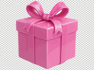 pink Gift Box on Checkered Background