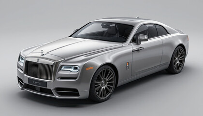 Obraz premium Sleek silver luxury coupe showcases automotive design, exuding wealth and prestige for upscale lifestyle or high-end transportation marketing, premium vehicle innovation.