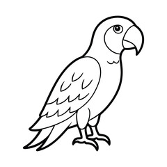 Fototapeta premium Simple black and white outline drawing of a parrot