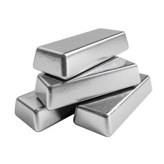 Collection of Silver Bars. isolated object, white background