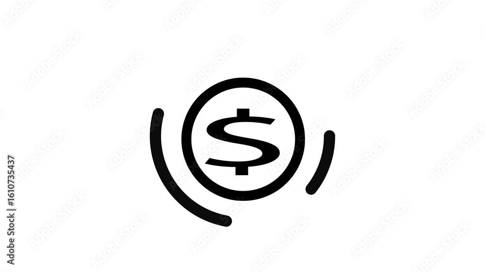 Poster animated outline icon of a dollar coin with smooth loop motion. financial dollar coin icon with anim