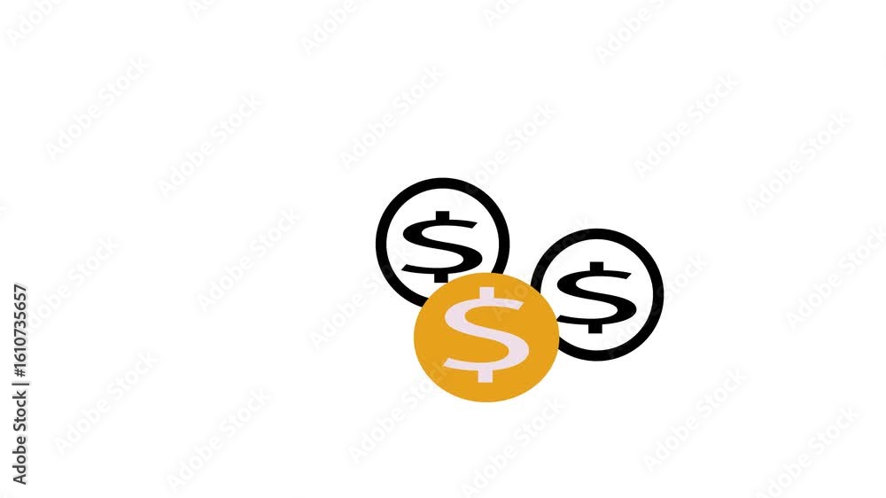 Poster motion graphic of three dollar signs for cash and currency topics. digital animation showing three d