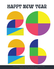 Happy new year 2026 abstract template vector design  on  white background with geometric shape 2026. 2026 typography vector illustration.