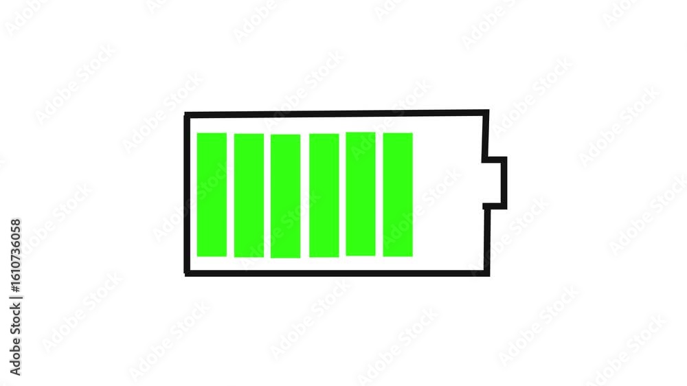 Poster battery power-up animation with charging symbol. battery charging progress animation with smooth mot