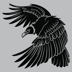 Vulture Cleaning Wings Silhouette vector design art and illustration