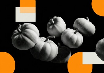 Halloween Pumpkin Design Premium Black and White Bauhaus Style with Bold Contrast for Millennial Seasonal Marketing and Fall Harvest Campaigns