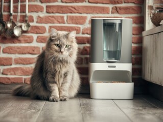 Modern Multicolor Cat by Smart Pet Feeder Premium Authentic Home Lifestyle Content for Pet Care Marketing Campaigns and Digital Advertising