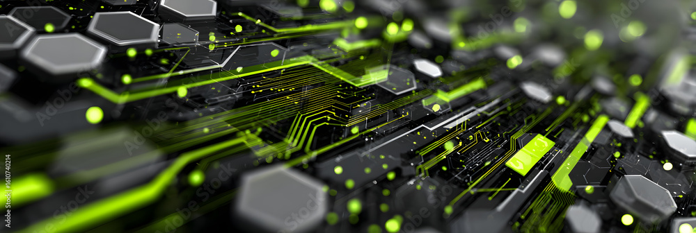 Poster green tech backgrounds use digital elements showcase innovative data visuals abstract electronic