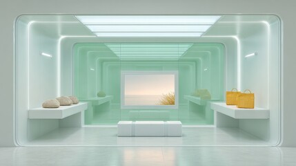 Modern Premium VR Storytelling Studio with Immersive AR and Interactive Screens Showcasing South Korean Cultural Artifacts for Digital Marketing