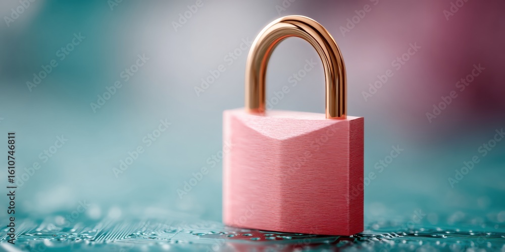 Poster modern two factor authentication padlock on digital circuit for premium cybersecurity marketing cont