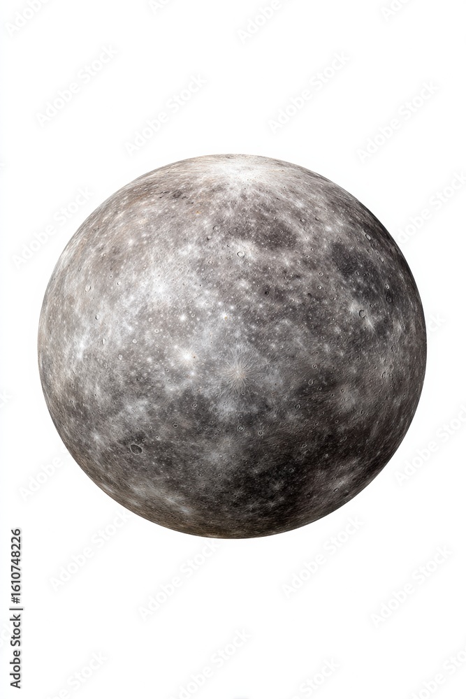 Poster high-quality isolated mercury planet image with detailed surface and atmospheric markings for modern
