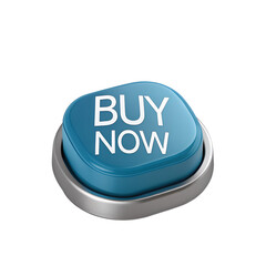 Blue buy now button isolated on transparent background