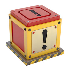 Retro video game question mark block isolated on transparent background