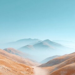 Fototapeta premium Professional Wildfire Preparedness and Environmental Risk Awareness with Hazy Rolling Hills Landscape for Modern Marketing and Editorial Use