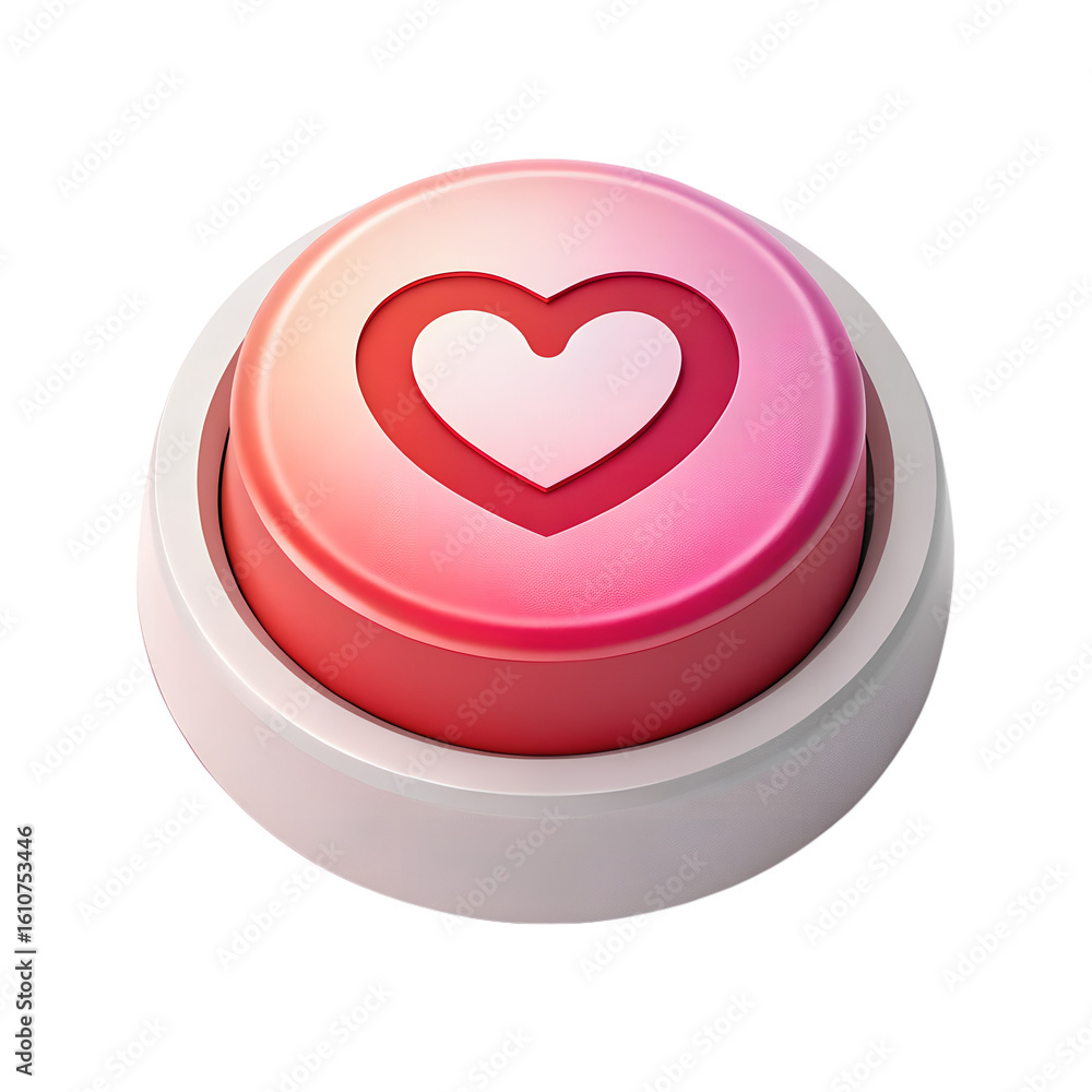 Poster red heart button isolated on transparent background