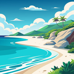 Clear Water White Sand Beach Scene