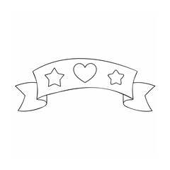 Ribbon with stars and heart banner outline