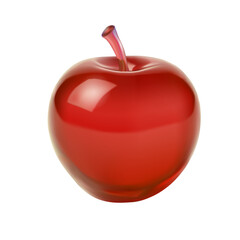 Red apple fruit illustration. Glossy apple healthy nutrition harvest art. Food agriculture education diet. Shiny red color white background vector