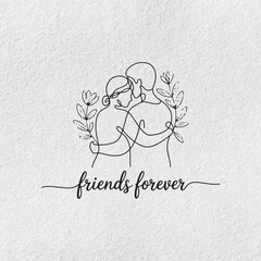 Friends Forever Simple Line Art