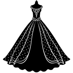 Elegant Wedding Dress Vector Illustration