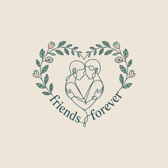 Friends Forever Simple Line Art